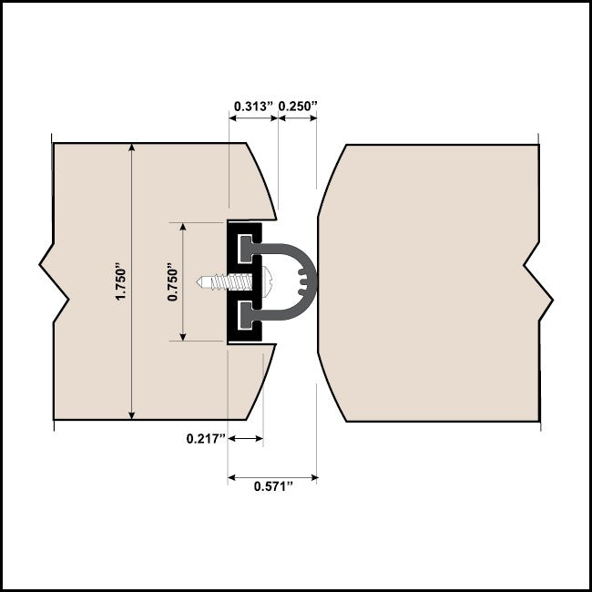 Barzen #SRM10 - Mortised Door Sweep or Meeting Stile with .25" Neoprene Bulb - QUICK SHIP