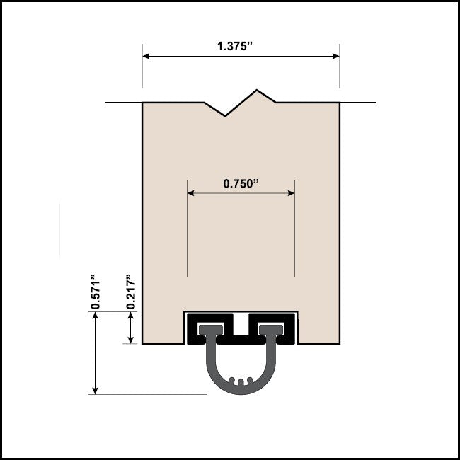 Barzen #SRM10 - Mortised Door Sweep or Meeting Stile with .25" Neoprene Bulb - QUICK SHIP