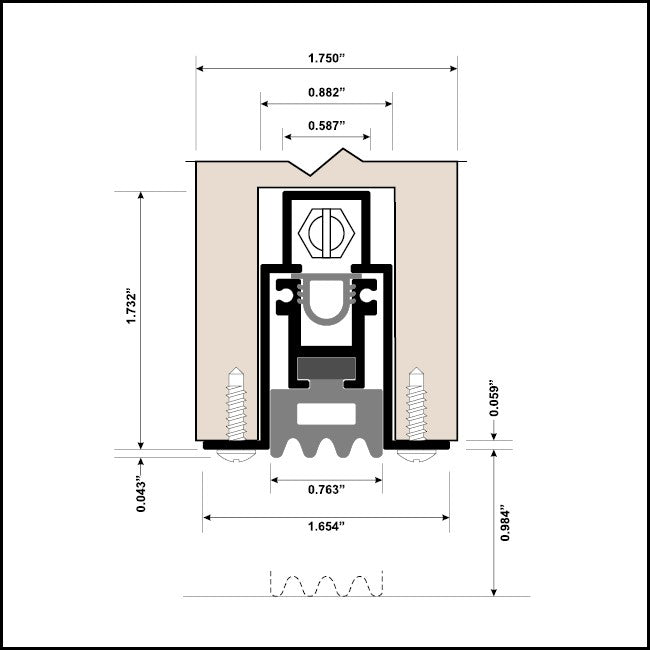 Barzen #AM20 Automatic Door Bottom, Heavy Duty Soundproofing, Mortised, Sponge Neoprene Seal