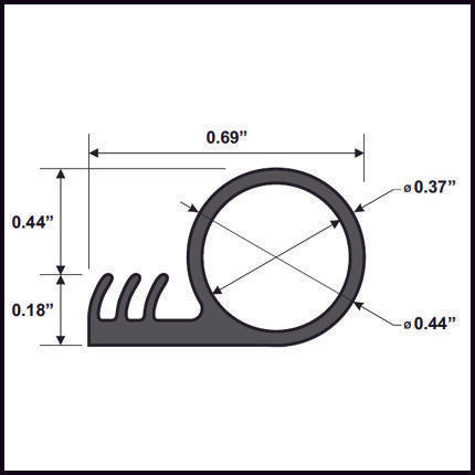 Kerf Weatherstripping, .438" Ring / Bulb Shaped Pure Silicone Seal