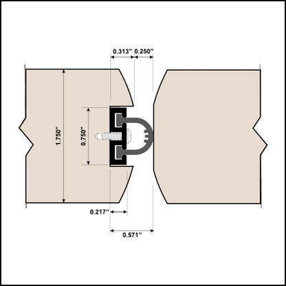 Barzen #SRM10 - Mortised Door Sweep or Meeting Stile with .25" Neoprene Bulb - QUICK SHIP