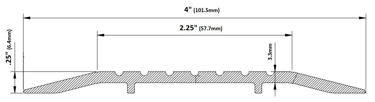 Barzen - Flat Door Threshold - 4" wide, 1/4" Height, 36" Long