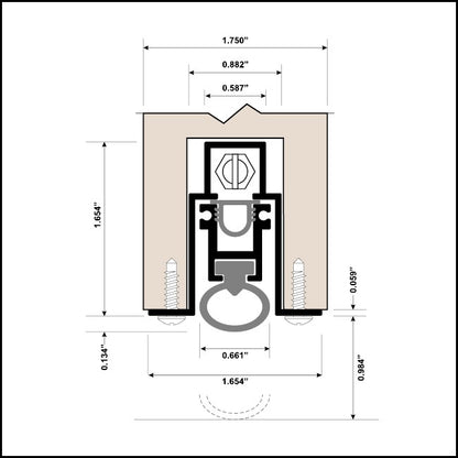 Barzen Automatic Door Bottom, Heavy Duty Soundproofing, Mortised, Solid Neoprene Bulb Seal