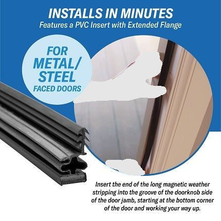 Magnetic Kerf Weatherstripping Set, for Metal Doors, 36" x 84"